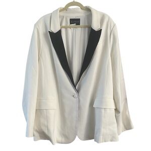 Eloquii Cream Black One Button Blazer Size 28